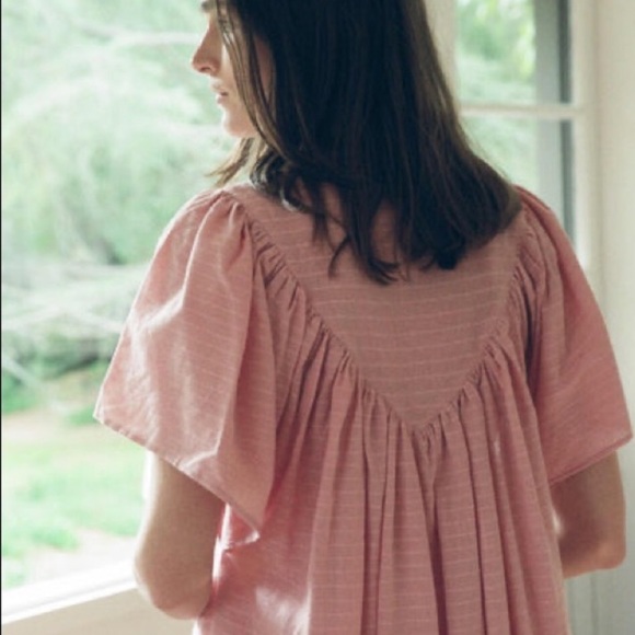 Christy Dawn the Maribel Dress in Ojai Sunset Pink Embroidered V-neck Midi Maxi - Picture 3 of 5